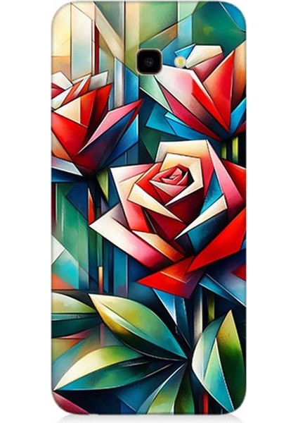 Samsung Galaxy J4 Plus Uyumlu Soyut Origami Gül Deseni Desenli Silikon Kılıf