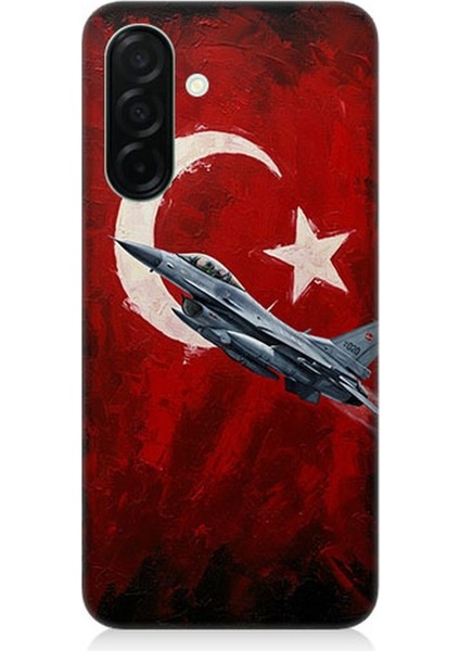 Samsung Galaxy A56 Uyumlu Bayrakta Yükselen Savaş Uçağı Desenli Silikon Kılıf