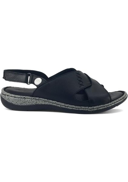 2525 Hakiki Deri Günlük Kadın Sandalet-Siyah fiyatları