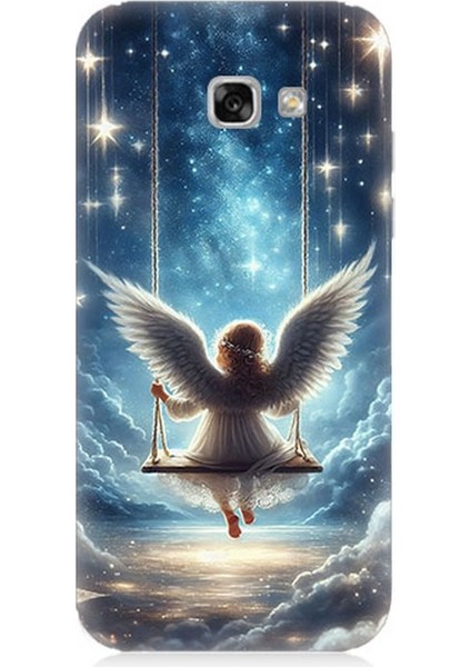 Samsung Galaxy A7 2017 Uyumlu Yıldızlarla Salıncakta Melek Desenli Silikon Kılıf