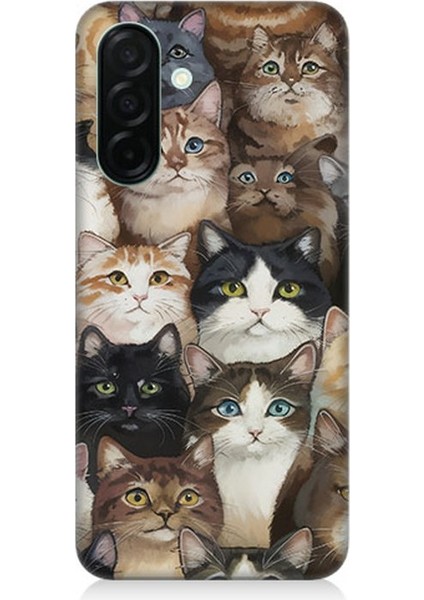 Samsung Galaxy A26 Uyumlu Kedi Kalabalığında Kaos Desenli Silikon Kılıf
