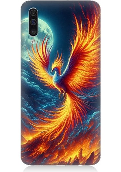 Samsung Galaxy A50 Uyumlu Ateşle Dans Eden Anka Desenli Silikon Kılıf