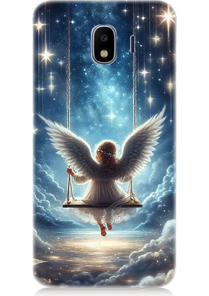 Samsung Galaxy J4 Duo Uyumlu Yıldızlarla Salıncakta Melek Desenli Silikon Kılıf