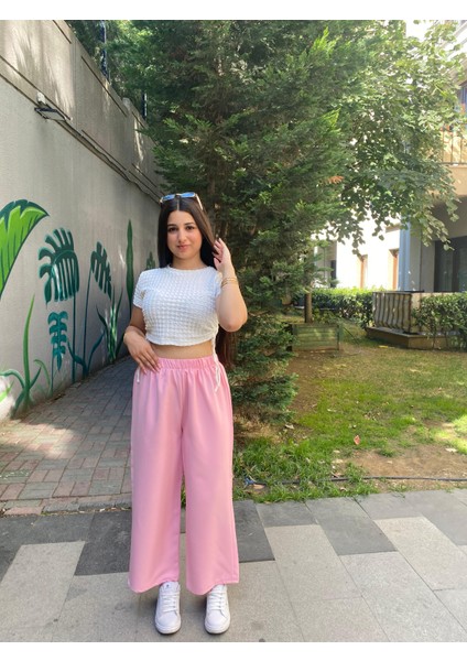 Kadın Beli Lastikli Bol Pantolon