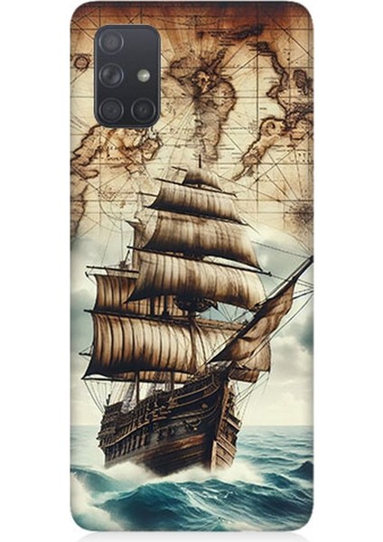 Samsung Galaxy A51 Uyumlu Haritada Yelkenli Macera Desenli Silikon Kılıf
