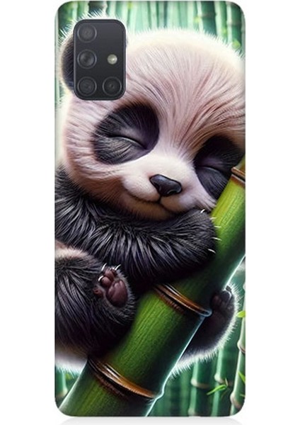 Samsung Galaxy A71 Uyumlu Bambu Tutan Panda Desenli Silikon Kılıf