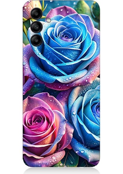 Samsung Galaxy M34 Uyumlu Gökkuşağı Renkli Güller Desenli Silikon Kılıf