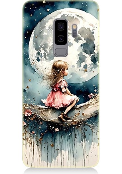 Samsung Galaxy S9 Plus Uyumlu Ay Üzerinde Hayalci Kız Desenli Silikon Kılıf