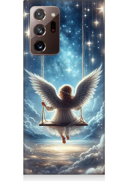 Samsung Galaxy Note 20 Ultra Uyumlu Yıldızlarla Salıncakta Melek Desenli Silikon Kılıf