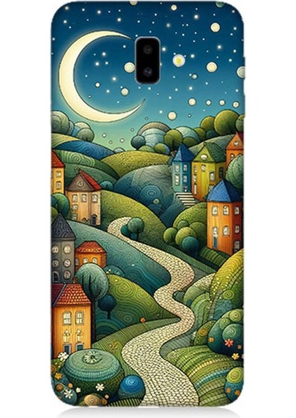 Samsung Galaxy J6 Plus Uyumlu Yıldızlı Tepede Masal Desenli Silikon Kılıf