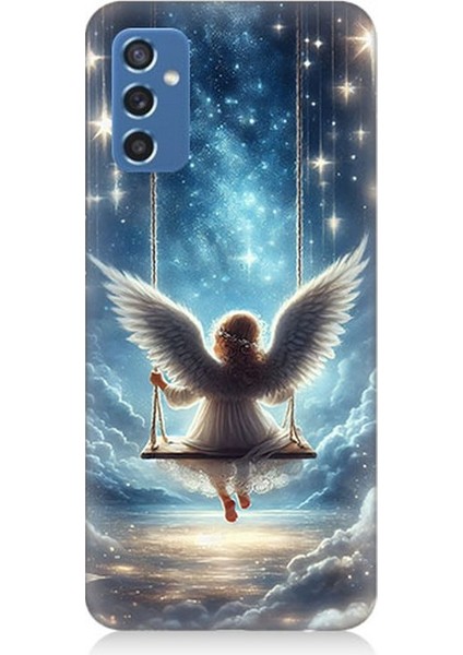 Samsung Galaxy M52 Uyumlu Yıldızlarla Salıncakta Melek Desenli Silikon Kılıf