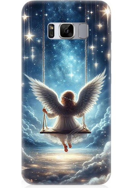 Samsung Galaxy S8 Plus Uyumlu Yıldızlarla Salıncakta Melek Desenli Silikon Kılıf