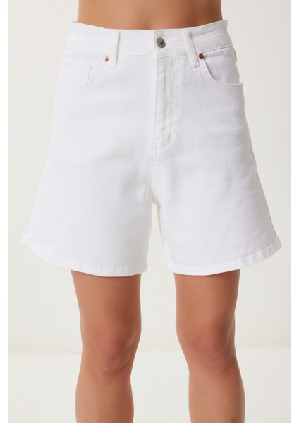 Bermuda Denim Şort Kemik LUT0017