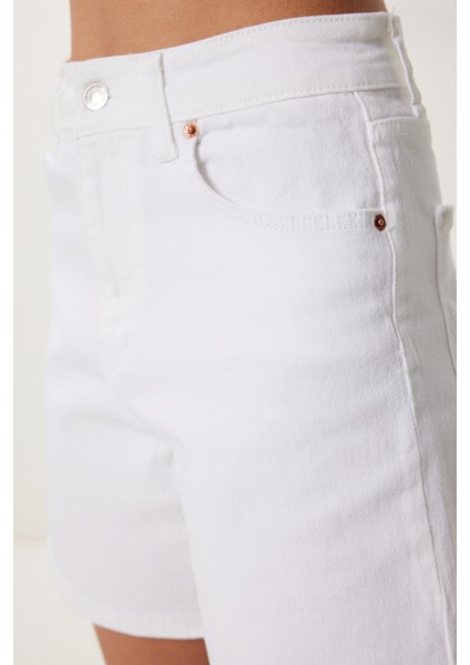 Bermuda Denim Şort Kemik LUT0017