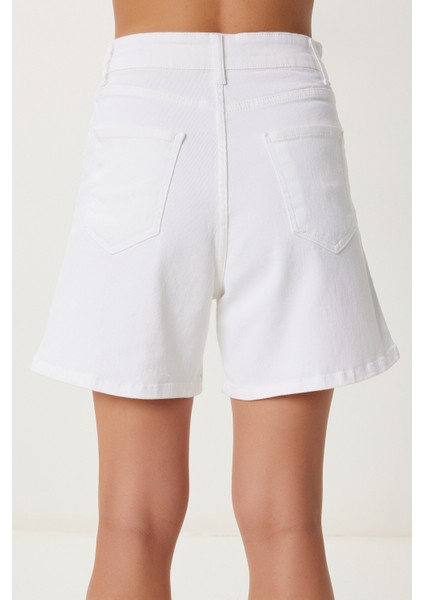 Bermuda Denim Şort Kemik LUT0017
