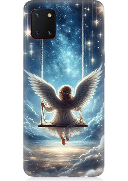 Samsung Galaxy Note 10 Lite Uyumlu Yıldızlarla Salıncakta Melek Desenli Silikon Kılıf