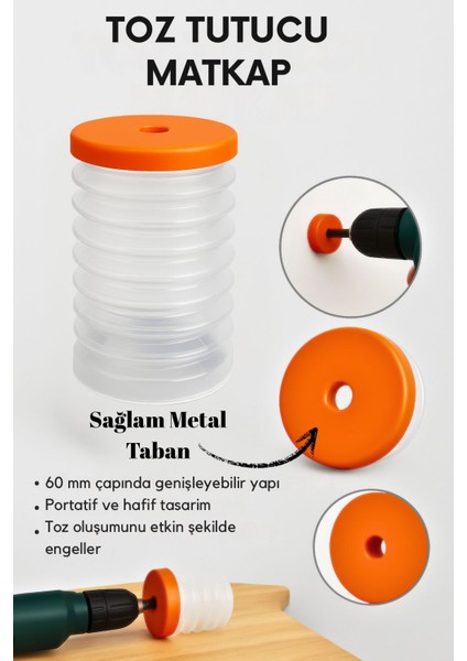 Nov-06 Körüklü Vantuzlu Matkap Ucu Toz Tutucu 60mm modelleri