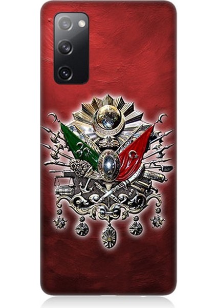 Samsung Galaxy S20 Fe Uyumlu Osmanlı Armalı Kırmızı Arka Desenli Silikon Kılıf
