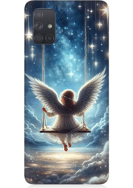 Samsung Galaxy A71 Uyumlu Yıldızlarla Salıncakta Melek Desenli Silikon Kılıf