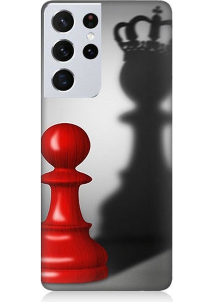 Samsung Galaxy S21 Ultra Uyumlu Piyonun Taçlı Hayali Desenli Silikon Kılıf