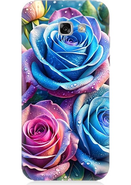 Samsung Galaxy A5 2017 Uyumlu Gökkuşağı Renkli Güller Desenli Silikon Kılıf
