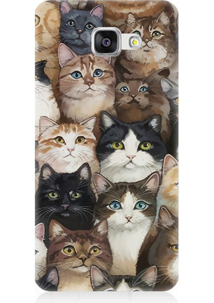 Samsung Galaxy A3 2016 Uyumlu Kedi Kalabalığında Kaos Desenli Silikon Kılıf
