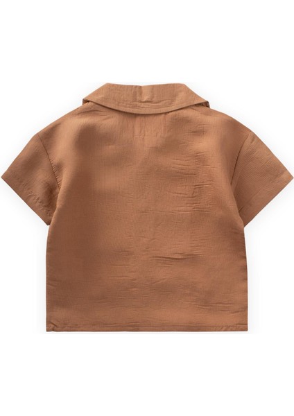 Hawai Çizgili Modal Gömlek 1-8 Yaş Camel