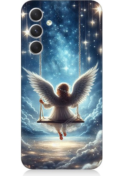 Samsung Galaxy S24 Plus Uyumlu Yıldızlarla Salıncakta Melek Desenli Silikon Kılıf