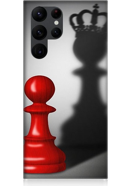 Samsung Galaxy S22 Ultra Uyumlu Piyonun Taçlı Hayali Desenli Silikon Kılıf