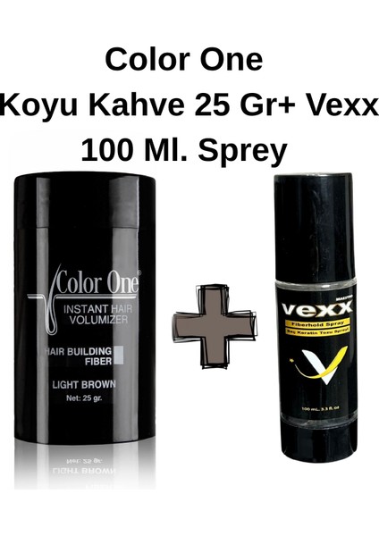 Koyu Kahve Hair Fiber Saç Tozu,topik + Vexx 100 Ml. Sabitleyici Sprey Set