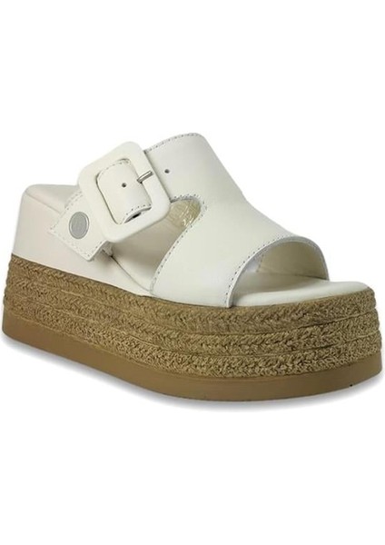 2305 Hakiki Deri Günlük Kadın Terlik-Kemik