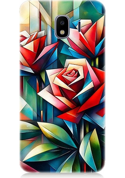 Samsung Galaxy J4 Duo Uyumlu Soyut Origami Gül Deseni Desenli Silikon Kılıf