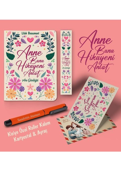 Kişiye Özel Anne Bana Hikayeni Anlat Ayraç Kartpostal Kalem - Turuncu