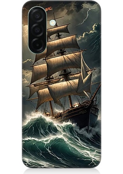 Samsung Galaxy A56 Uyumlu Dalgalarla Savaşan Yelkenli Desenli Silikon Kılıf