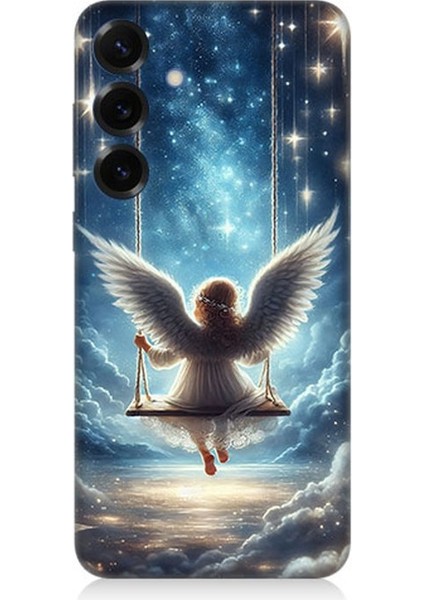 Samsung Galaxy S25 Uyumlu Yıldızlarla Salıncakta Melek Desenli Silikon Kılıf