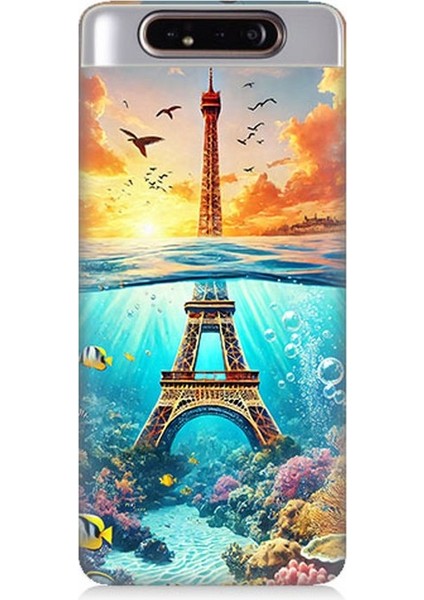 Samsung Galaxy A80 Uyumlu Denizaltında Eyfel Hayali Desenli Silikon Kılıf