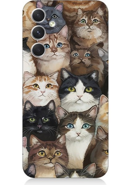 Samsung Galaxy A05S Uyumlu Kedi Kalabalığında Kaos Desenli Silikon Kılıf