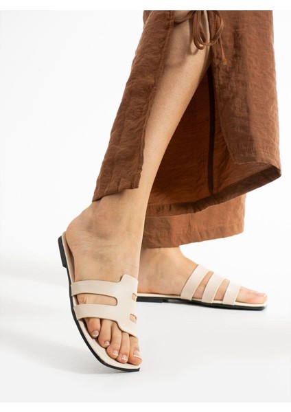 Bej Biye Kadın Terlik Ev ve Dış Mekan Terliği fiyatları