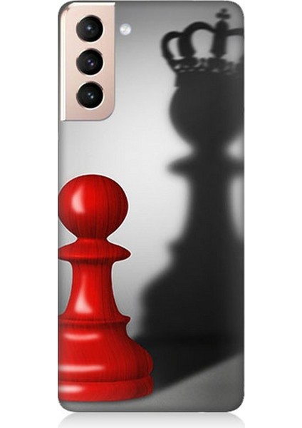 Samsung Galaxy S21 Plus Uyumlu Piyonun Taçlı Hayali Desenli Silikon Kılıf