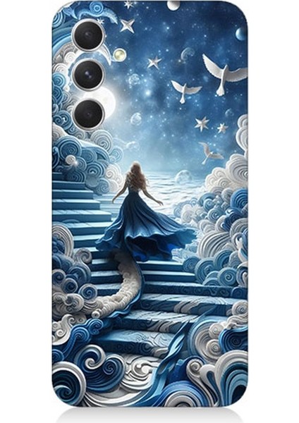 Samsung Galaxy S23 Fe Uyumlu Gökyüzü Merdiveni Kadın Desenli Silikon Kılıf