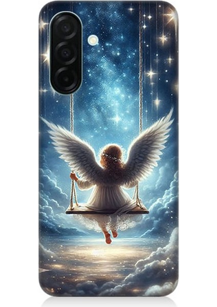 Samsung Galaxy A26 Uyumlu Yıldızlarla Salıncakta Melek Desenli Silikon Kılıf