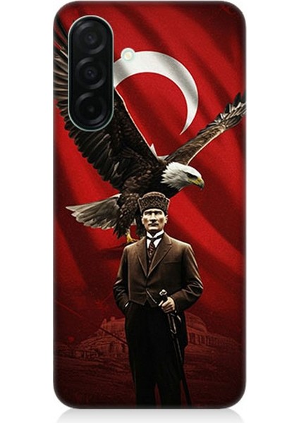 Samsung Galaxy A36 Uyumlu Kartallı Bayrak ve Atatürk Desenli Silikon Kılıf