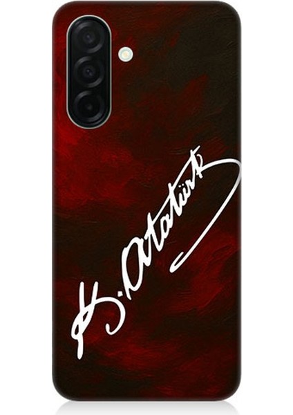 Samsung Galaxy A36 Uyumlu Atatürk Imzası Kırmızı Fon Desenli Silikon Kılıf