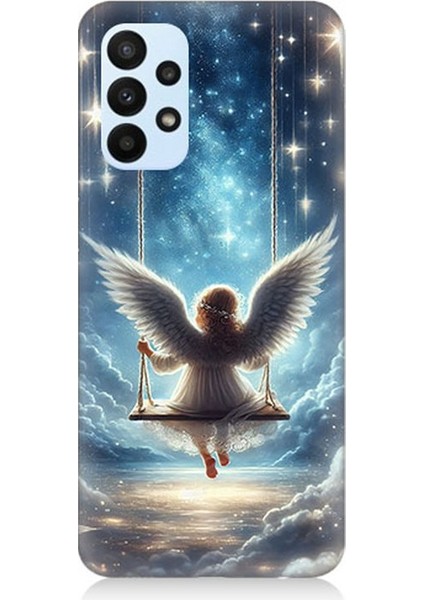 Samsung Galaxy A73 Uyumlu Yıldızlarla Salıncakta Melek Desenli Silikon Kılıf