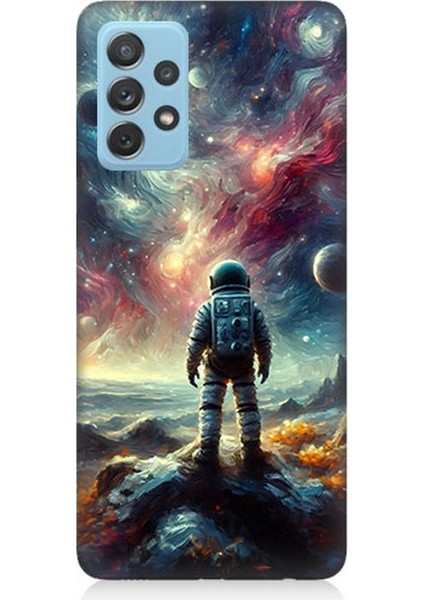 Samsung Galaxy A52 Uyumlu Galakside Yalnız Astronot Desenli Silikon Kılıf