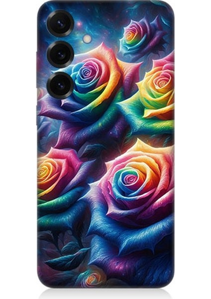 Samsung Galaxy S25 Plus Uyumlu Gökkuşağı Güllerin Patlaması Desenli Silikon Kılıf