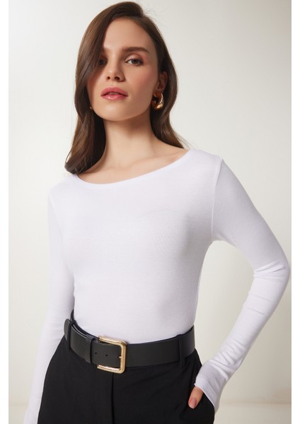 Kayık Yaka Basic Örme Bluz