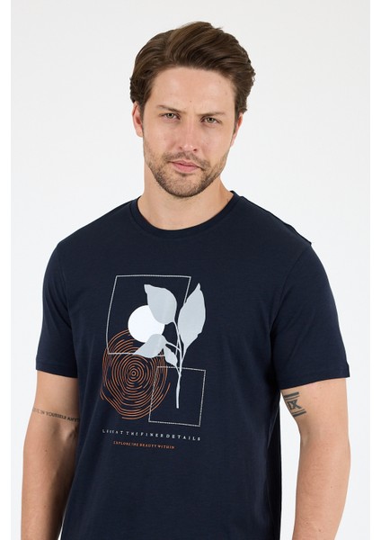 Erkek Sıfır Yaka Baskılı T-Shirt – %100 Pamuk – Rahat ve Tarz Kısa Kollu Erkek Tişört 0009 fırsatları