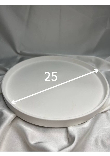 Büyük Boy Dekotarif Tabak, 25CM Yuvarlak Tabak, Beyaz Dekoratif Tabak