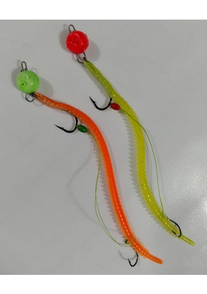 Lrf At-Çek Avcı Silikonu ( 11 cm ) Hırsızlı Hazır - 2 Adet ( Sarı -Turuncu )